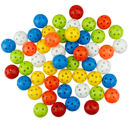 50Pcs Pack Multicolor Plastic Golf Training Balls Airflow Hollow 42mm 26 Holes Golf Balls For Driving Range Swing Practice Ball