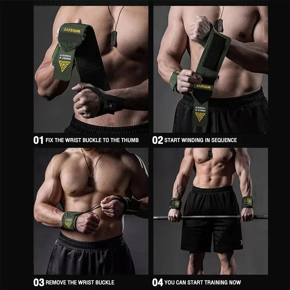 Weightlifting Wristbands Gym Military Wrist Support Crossfit Hand Grips Fitness Glove Workout Pull-ups Deadlift Protect Wrist