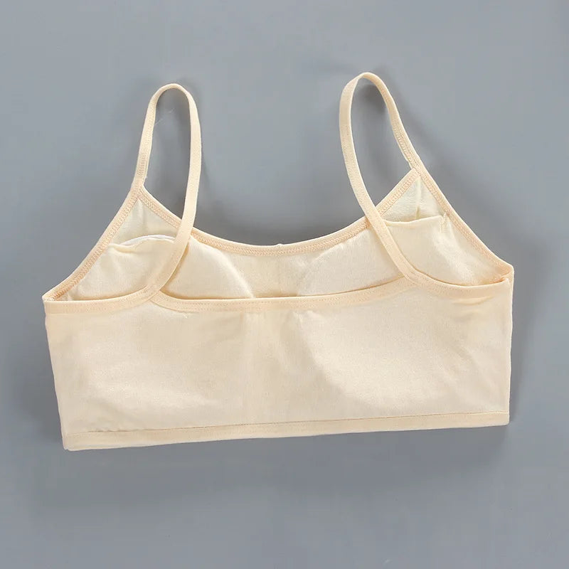 5pcs 2025 Girls Cotton Training Bralette Adjustable Support Tanks Top 8-16Y Breathable Teen Undershirt for Everyday&Sports Bras