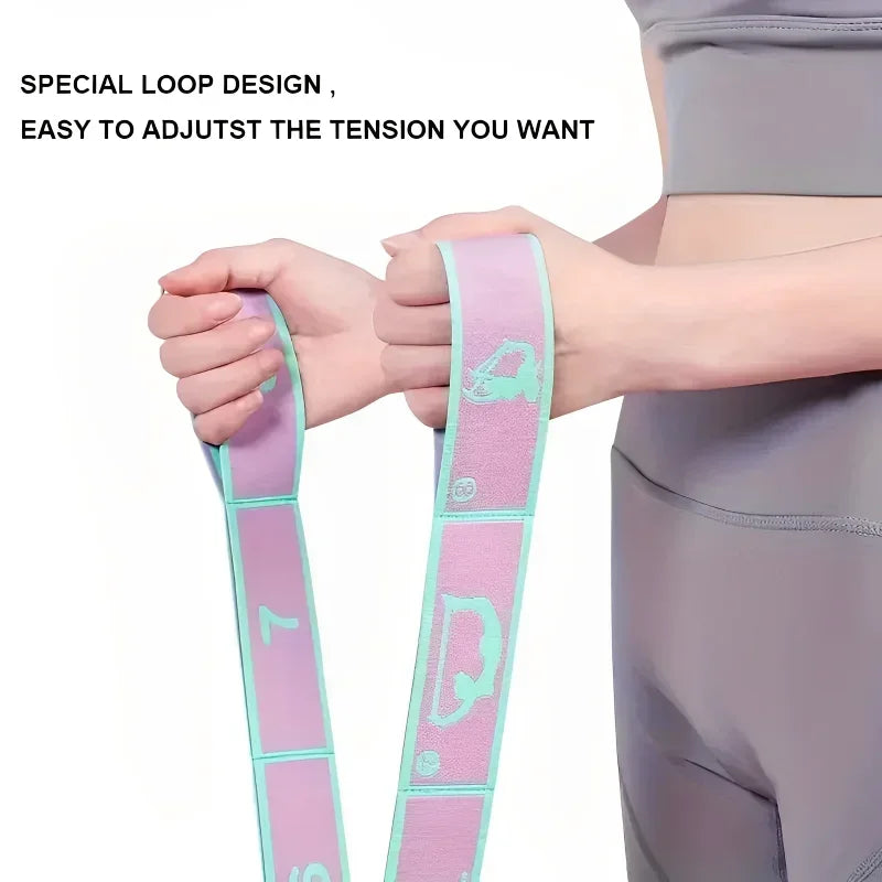 Eight Grid Resistance Band Yoga Auxiliary Stretching Belt Adult Fitness Training Elastic Bands Pilates Dance Loop Bands