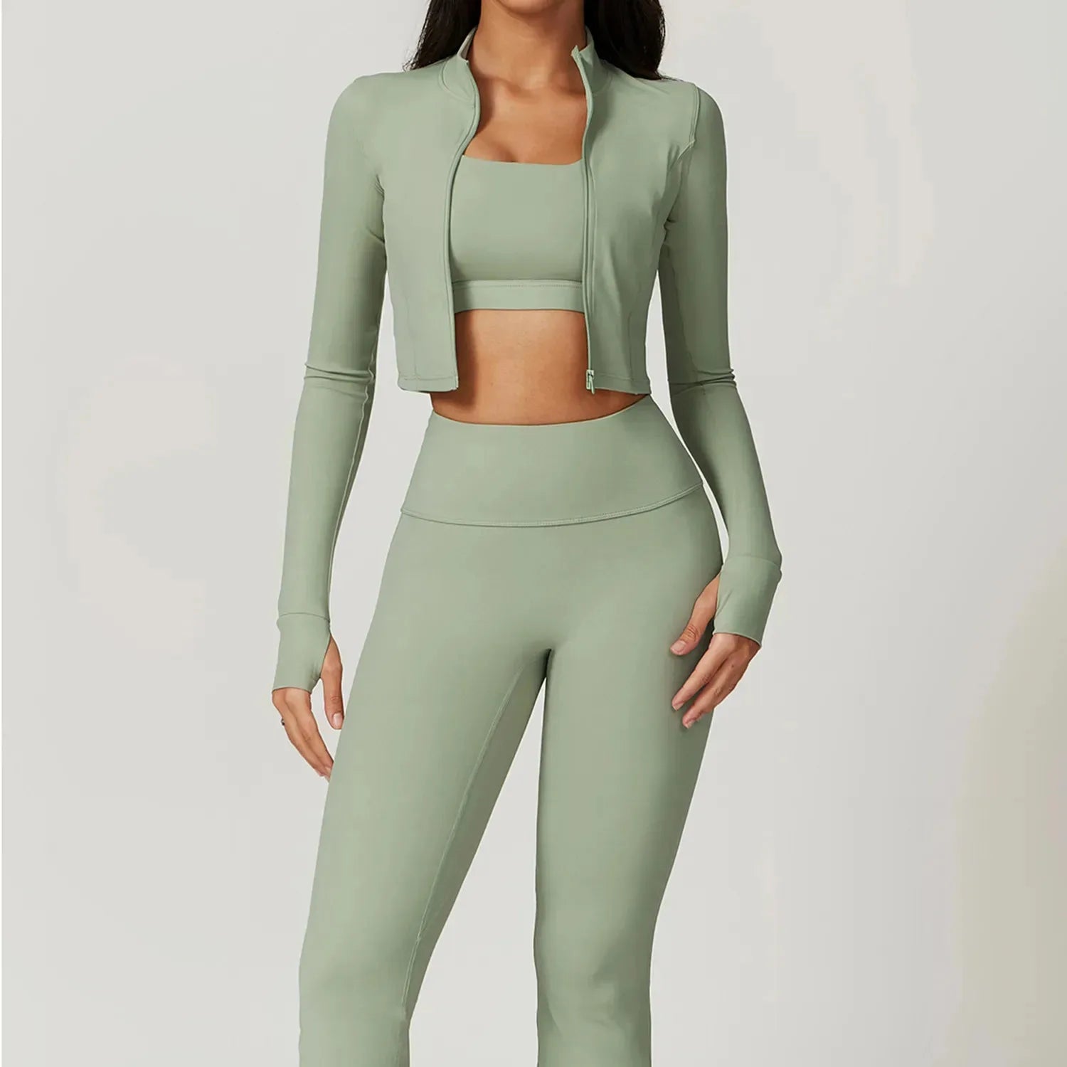 Womens Yoga Outfit Three Pieces Suits Vest Set Exercise Close-Fitting Fitness Wear Running Elastic Workout Tracksuit