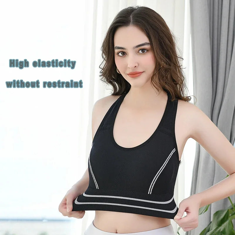 Sports Bra for Women, Back Padded Strappy Sports Bras Medium Support Yoga Bra with Fixed Cups