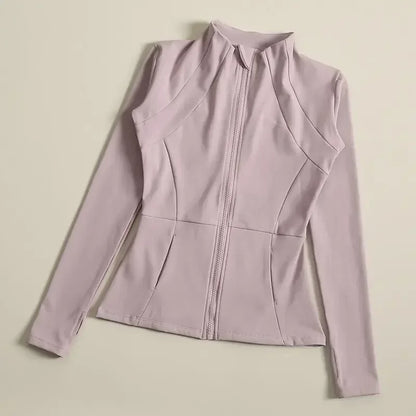 Yoga Suit Women's High-end Standing Collar Long Sleeved Sports Jacket Running Training Fitness Top Windproof Running Suit