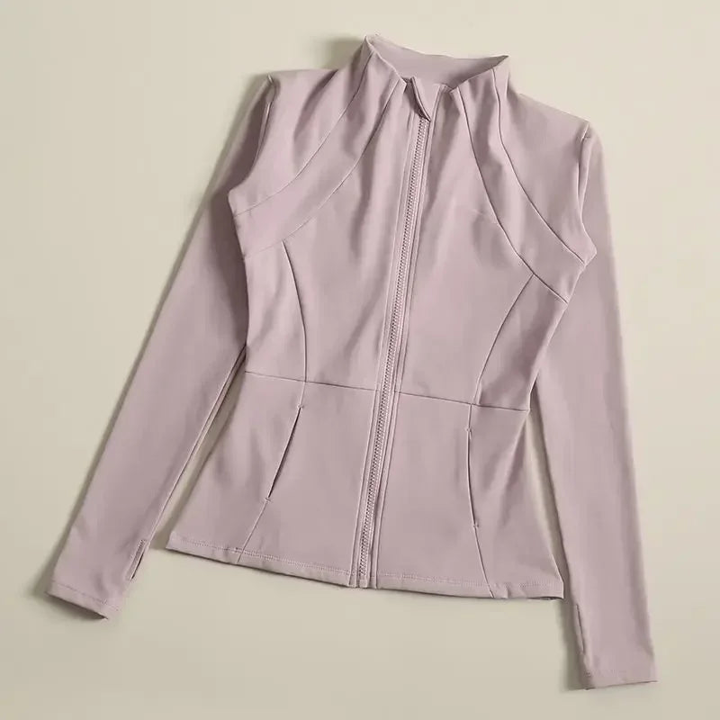 Yoga Suit Women's High-end Standing Collar Long Sleeved Sports Jacket Running Training Fitness Top Windproof Running Suit