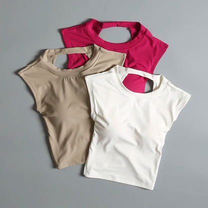 Sports Bras Anti-shock Sports Vest with Chest Pad Hot Girl A-shaped Waist-closed Sleeveless Hollow Outer Wear Fitness Yoga Vest