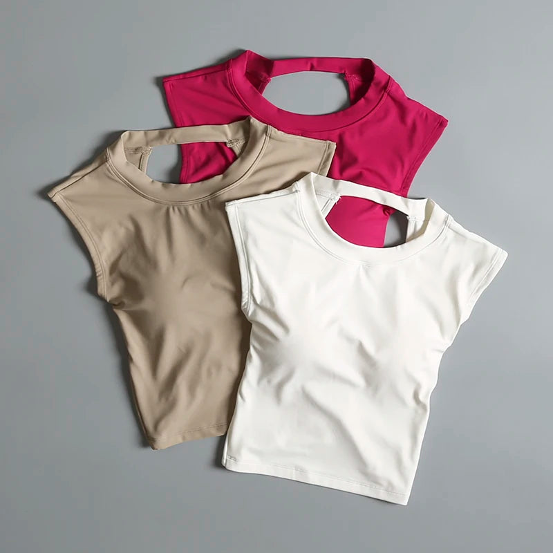 Sports Bras Anti-shock Sports Vest with Chest Pad Hot Girl A-shaped Waist-closed Sleeveless Hollow Outer Wear Fitness Yoga Vest