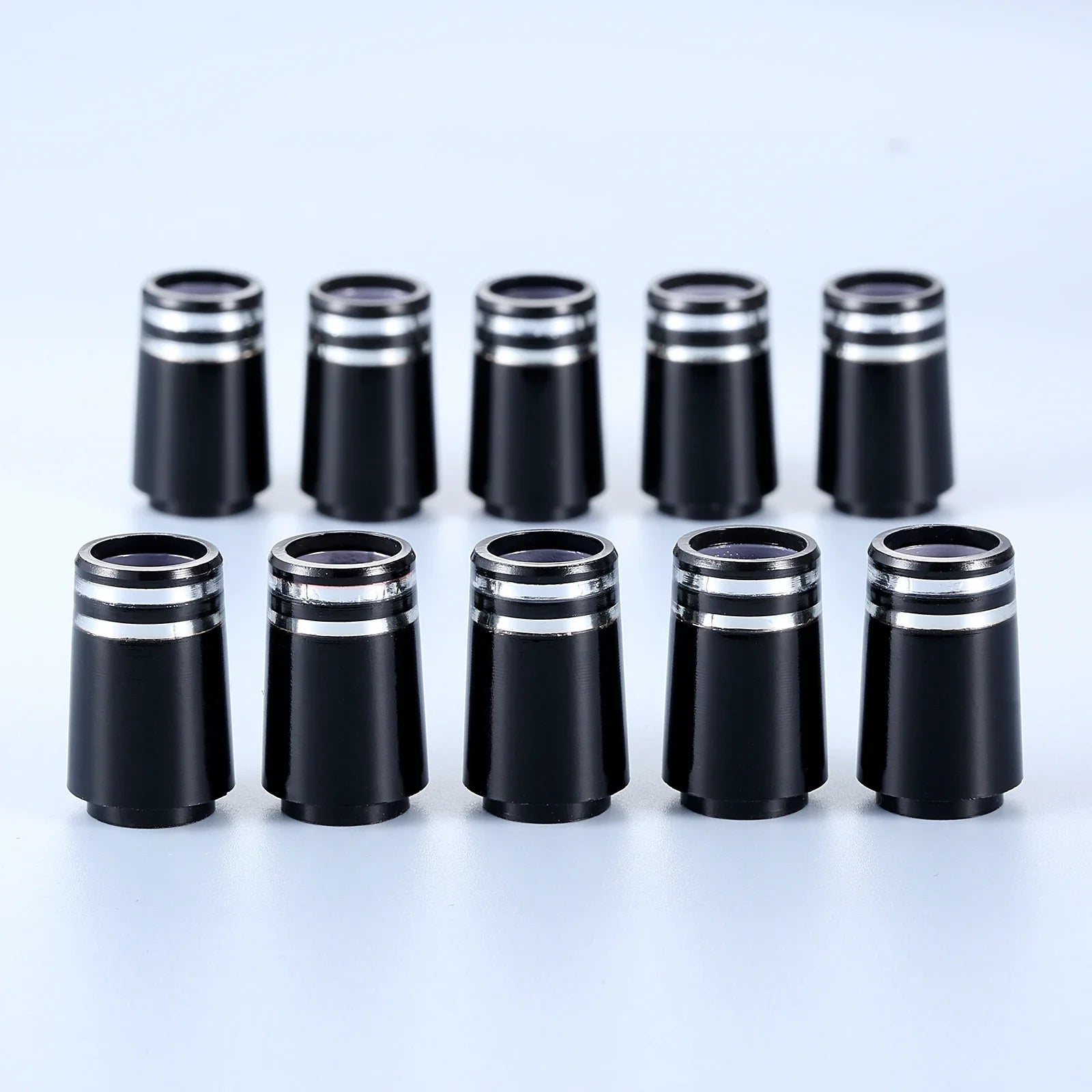 10Pcs Plastic Golf Club Ferrules Sleeve with Two Silver Ring Tips Size 0.370 for Irons Club Shafts Accessories 9.4x22.04x13.6mm