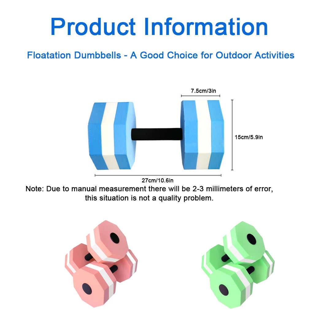 2pcs EVA Water Dumbbell Pool Exercise Floating Dumbbell Aquatic Exercise Dumbbells Arm Weights Sports Aerobic Fitness Equipment
