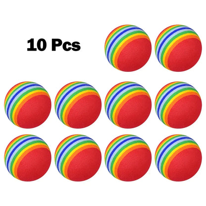 10PCS Foam Golf Balls Indoor Swing Training Practice Balls Rainbow Sponge Balls Golf Beginners Flexible Training Aid Accessories