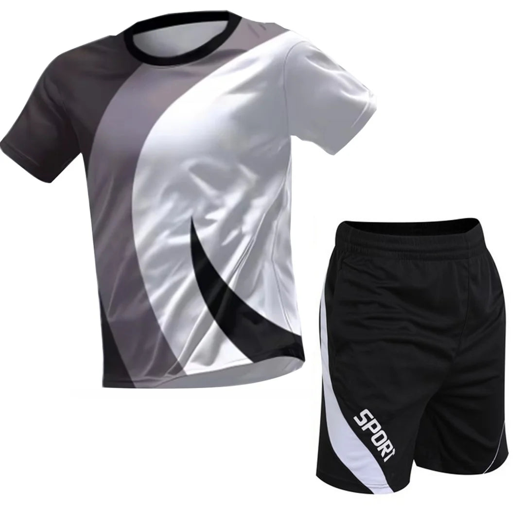 Football Jerseys for Men Soccer Jersey Tracksuit Short Sleeve Football Training Suit Summer T Shirt + Shorts Sports 2 Piece Set