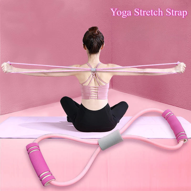 1Pcs 8-shaped Fitness Resistance Band For Women Home Fitness Accessories Rubber Pull Rope Yoga Training Exercise Stretching Belt