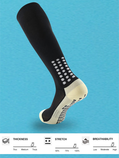 1 Pair Men's Soccer Socks with Grip, Non Slip Anti Slip Athletic Socks with Cushion Pads for Football/Basketball/Hockey