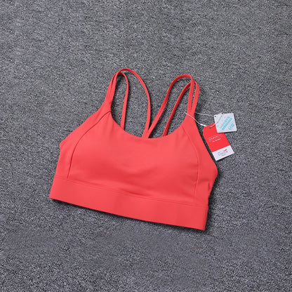 New Women's Sports Bra Padded Without Bones Cross Back Fitness Busty Underwear High Support Impact Running Gym Vest Yoga Bras