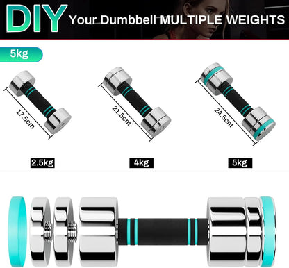 Steel Dumbbells Ultracompact & Adjustable Chrome Dumbbell with Foam Handles 5lb 10lb 15lb 20lb 30lb Home Gym Workout (Choice)