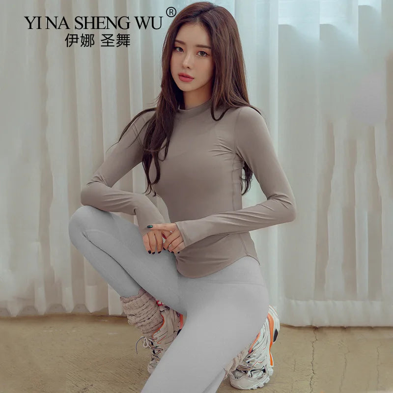 Yoga Tops Autumn Winter New Sports Fitness Yoga Clothes Tops Simple Stretch Yoga Clothes Long Sleeve T-shirt Women Shirt New