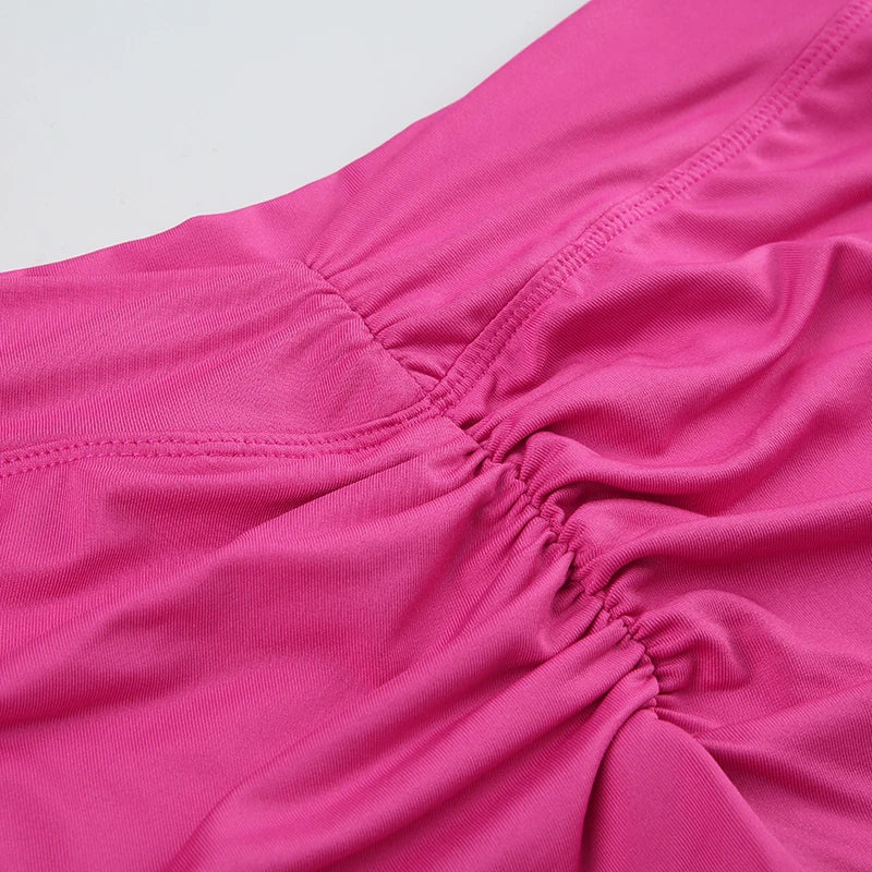 Darlingaga Casual Solid Ruched Skinny Summer Shorts Women Sportswear Gym Basic Short Pants Folds Yoga Clothing Streetwear Bottom