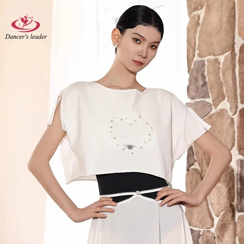 Ballet Leotard for Women Practice Clothes Love Lace Flower Sticks Gymnastics Tight Clothes Performance Air Yoga Clothing Top