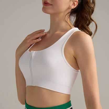 High Impact Sports Running Zipper Bra Workout Crop Tank Tops Sports Bra Push Up For Women