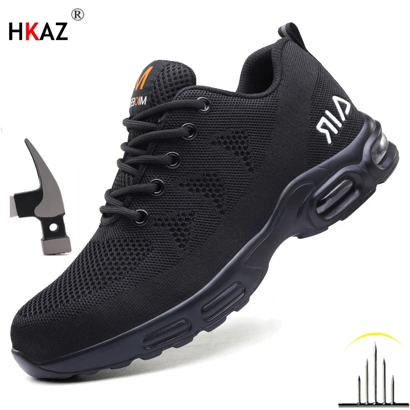 Safety shoes for Men breathable work sports shoes steel toe shoes puncture resistant safety protection shoes Slip-resistant