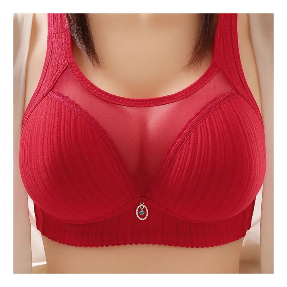 Sexy Women Bra with Chest Pad No Steel Ring Traceless Underwear Non-slip Wide Shoulder Strap Push-up Bra Anti-light Ladies Sport