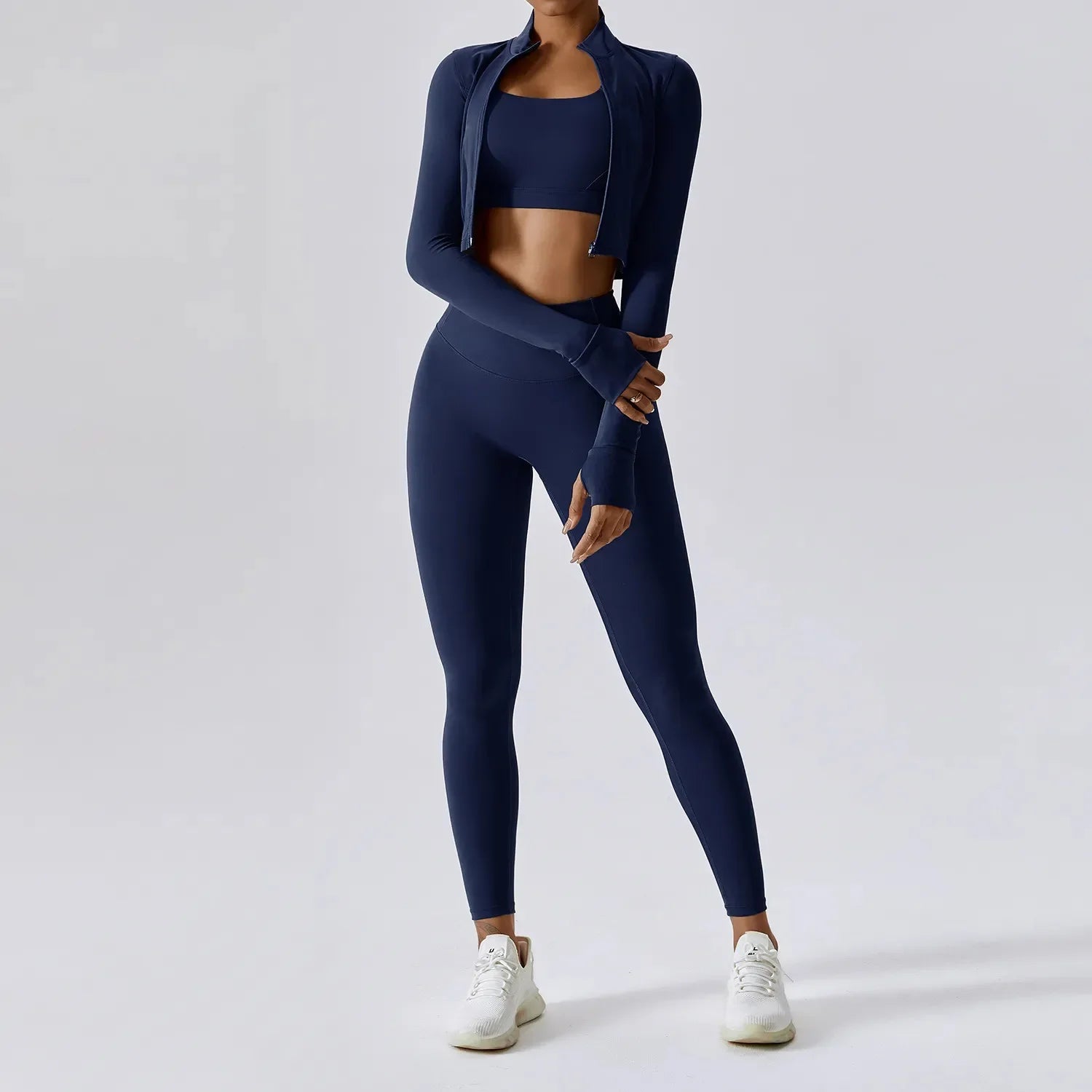 Womens Yoga Outfit Three Pieces Suits Vest Set Exercise Close-Fitting Fitness Wear Running Elastic Workout Tracksuit