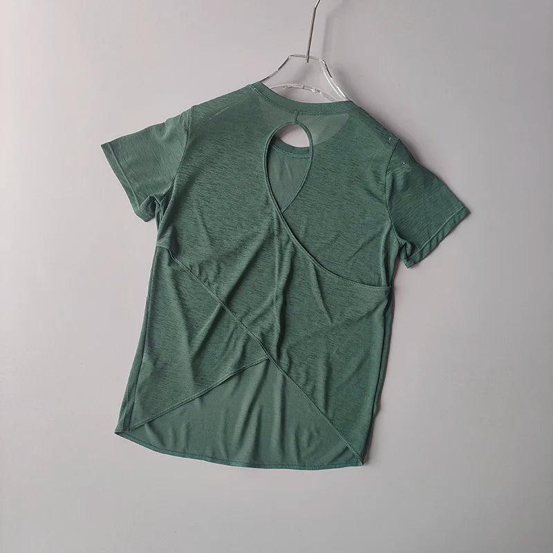 Yoga Short-sleeved Top for Women in Summer T-shirt Training Quick-drying Fitness Vest Pilates Slim Fit Slim Shirt Top Clothing