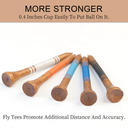 2-3/4 inch Wood Golf Tees Highly Bright Brown Colors Durable 70MM Long Golf Tees Supplies Accessories Pack of 100