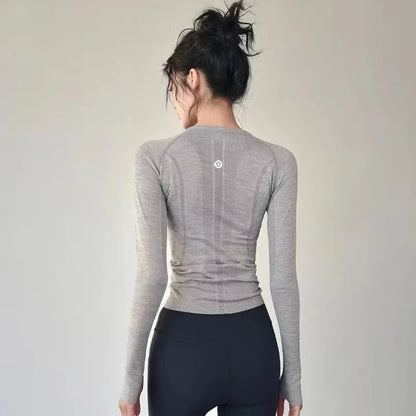 Yoga Clothes Trendy Brand Women's Sports Long-sleeved Tops Spring and Summer Slim Running Pilates Training Fitness Clothes