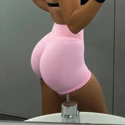 Gym Shorts Women Fitness Sports Biker Shorts 4.5" Low Ribbed Band Yoga Shorts Workout Scrunch Butt Seamless Leggings