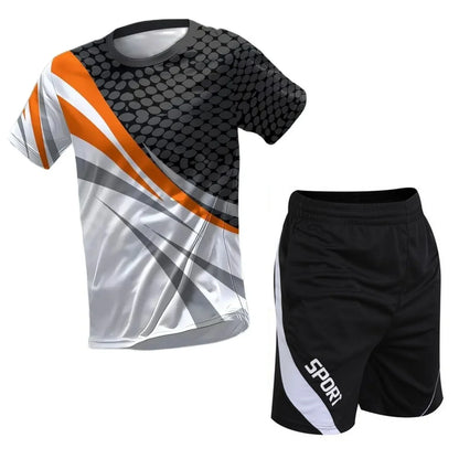 Football Jerseys for Men Soccer Jersey Tracksuit Short Sleeve Football Training Suit Summer T Shirt + Shorts Sports 2 Piece Set