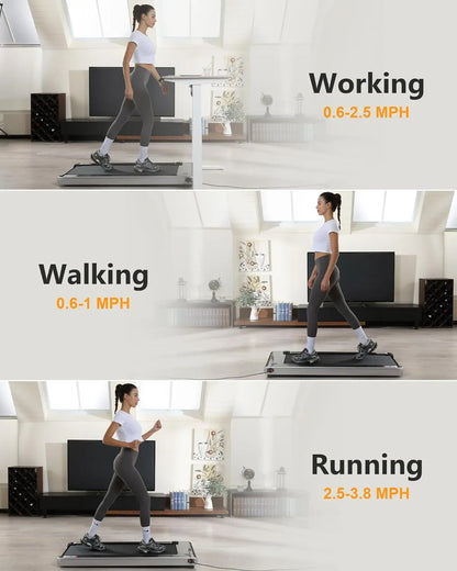 2.5 HP Walking Pad, [0.6-3.8 MPH] [256 LBS] Under Desk Treadmill, [Plug and Play] [Remote & LCD Display] Portable Treadmill