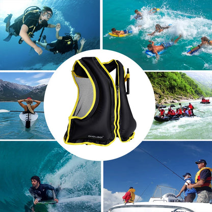 Inflatable Snorkeling Vest Adjustable Water Sports Safety Vest Breathable Inflatable Buoyancy Vest for Swimming Kayaking Boating