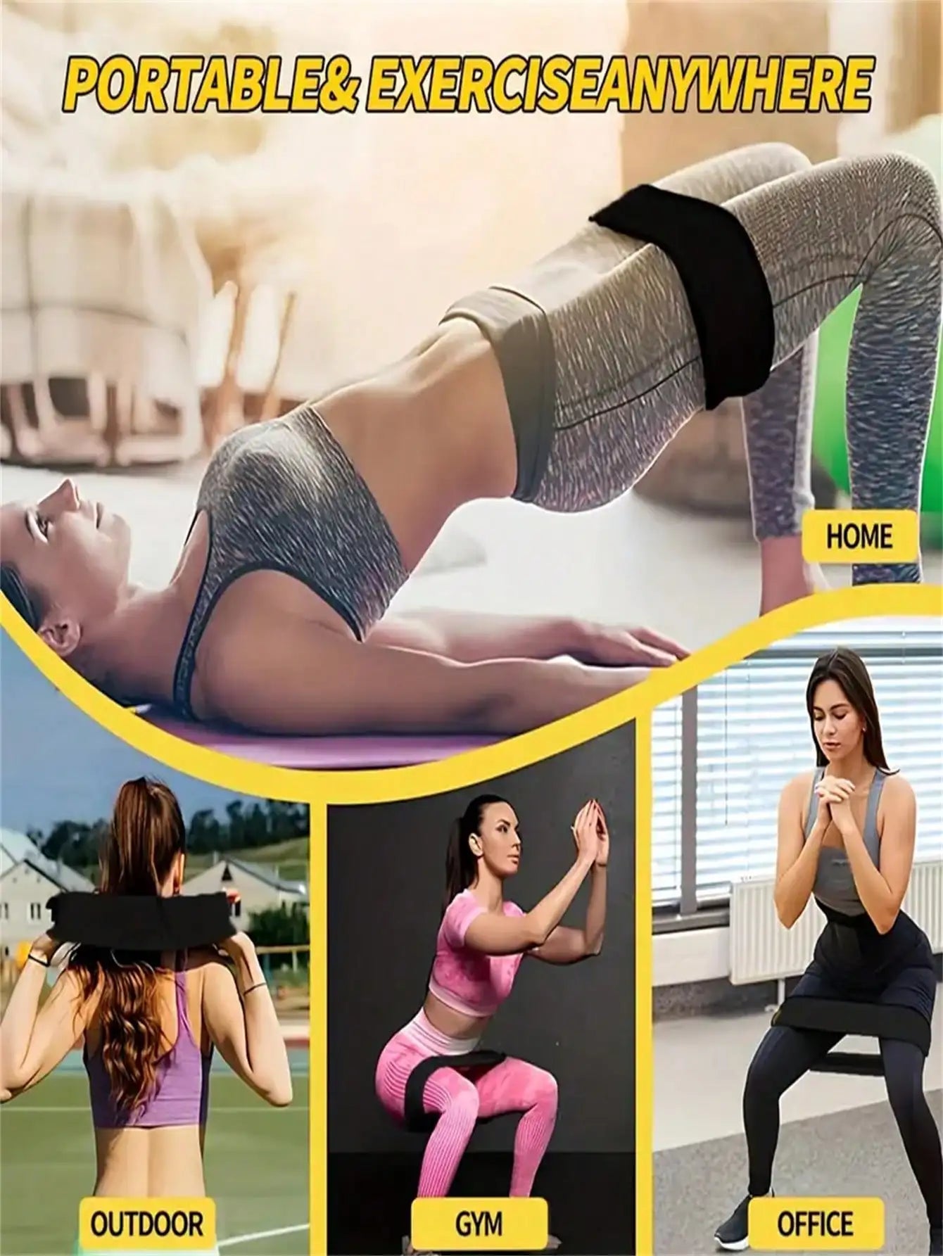 3-Pack Elastic Resistance Band for Legs and Buttocks Training - Ideal Choice for Home Exercise and Body Relaxation, Durable Polyester Blended Material