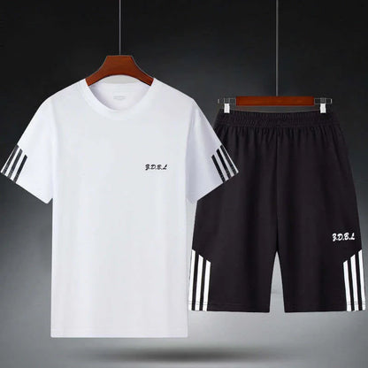 New Men's Summer Sportswear Fitness Clothing Short-Sleeved T-Shirt Loose Quick-Drying Clothes Basketball Uniform Running Shorts
