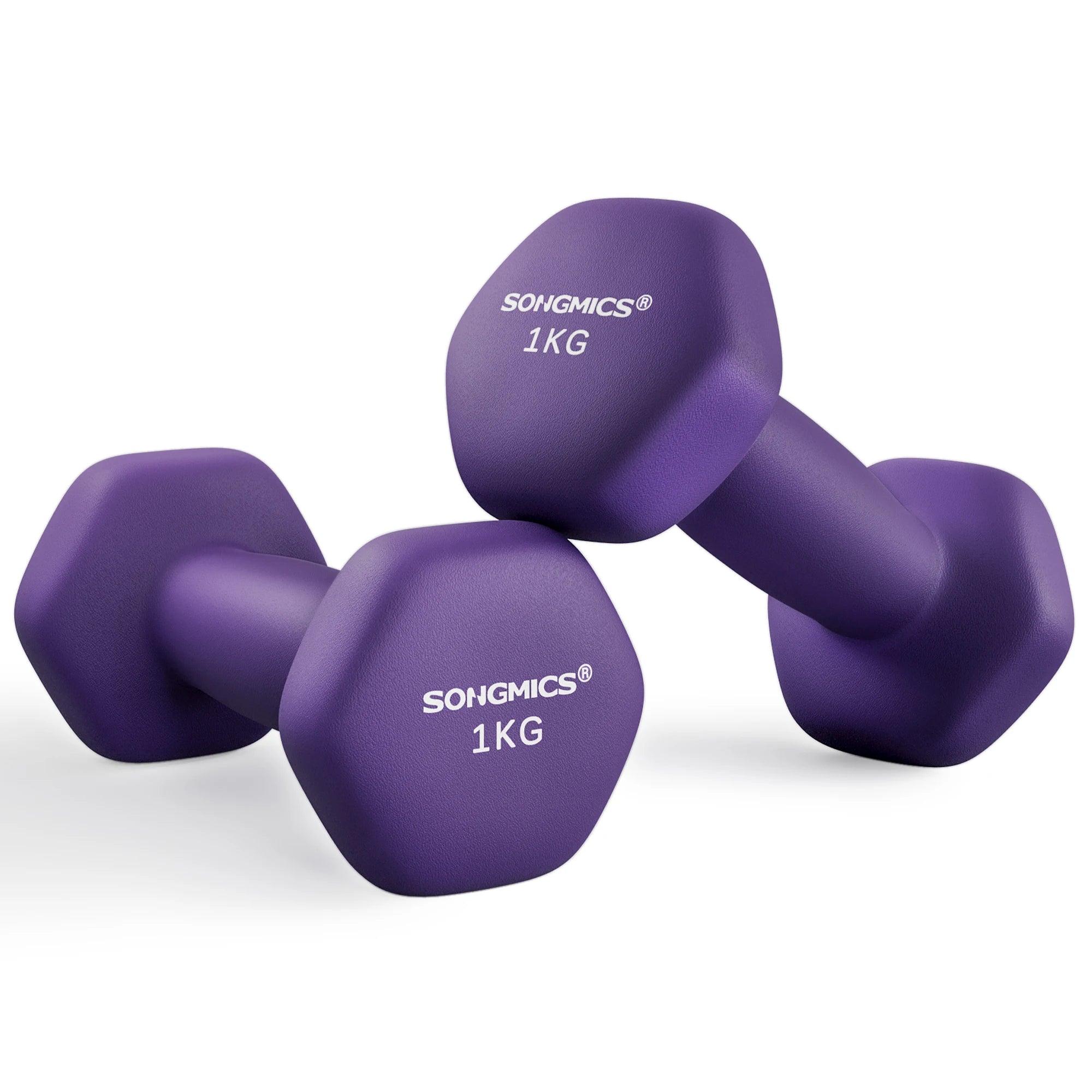 SONGMICS Dumbbell dumbbells (Set of 2 Neoprene Coating Dumbbell Set Short dumbbells Hexagon) 1KG-2KG-3KG-4KG-5KG