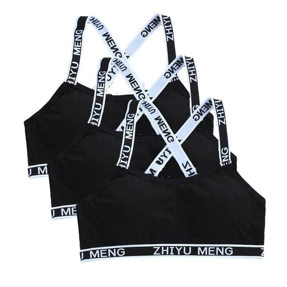 3pcs Puberty Girls Training Bras Kids Maiden Cotton Bra Underwear Teen Camisoles Tube Top Teenage Sport Bras Children's Lingerie
