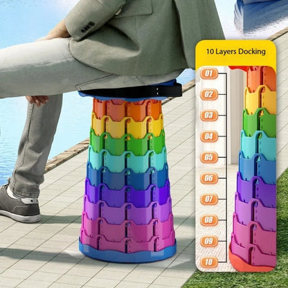 Handheld Rainbow Stretch Bench! Outdoor camping and fishing with one stool, adjustable height, portable and easy to carry