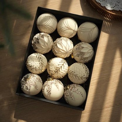 Plush ball wrap, Christmas ball, shaped ball, Christmas tree pendant, white woolen ball, Christmas decoration box set