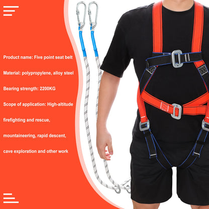 Safety Harness for Work in Height with 2M Safety Rope Belt Carabiner Outdoor Climbing Industrial Full Body Security Protection