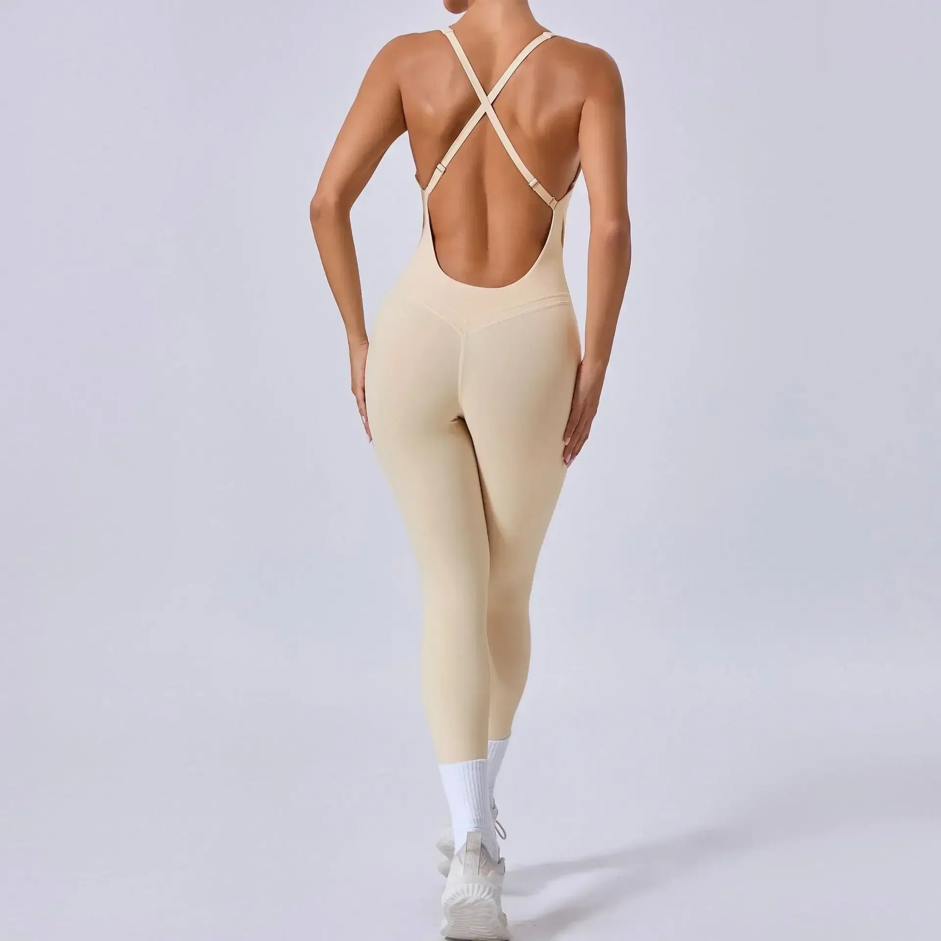 Seamless Yoga Jumpsuits Sports Fitness Hip Raise Cross Back Adjustable Shoulder Strap One-piece Workout Gym Tracksuits for Women