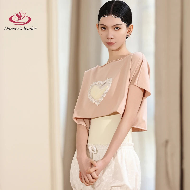 Ballet Leotard for Women Practice Clothes Love Lace Flower Sticks Gymnastics Tight Clothes Performance Air Yoga Clothing Top