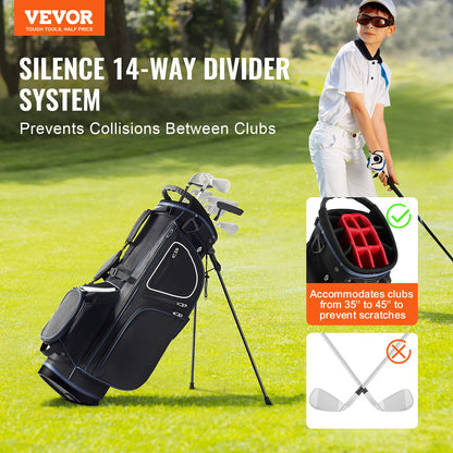 VEVOR Golf Cart Bag with 14 Way Organizer Divider Top Pockets Premium Cart Bag Durable Golf Bags with Handles & Dust Cover