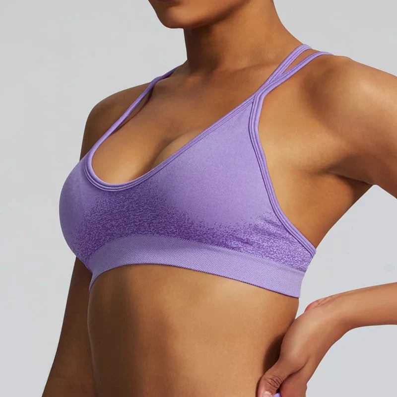 Ignite Cross Back Sports Bra Women Padded Yoga Bras Halter Fitness Gym Crop Top Running Impact Seamless Bra Workout Yoga Top