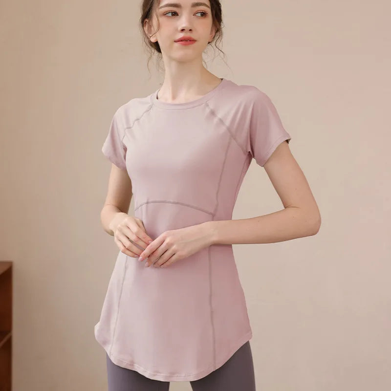 2024 Yoga Clothes Women Top Short Sleeve Sportswear Woman Gym Running T-shirt Yoga Wear Fitness Pilates Blouse Yoga Clothing