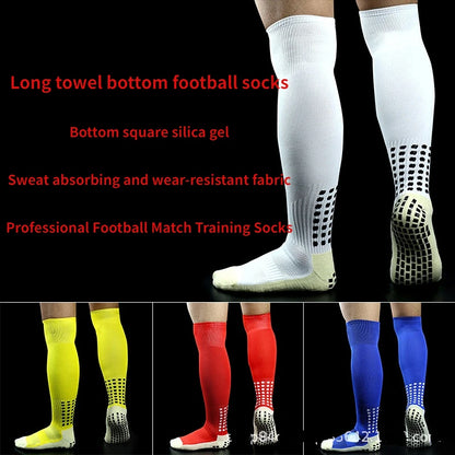 1 Pair of Men's Professional Soccer Socks - Anti-Slip Silica Gel Sweat Absorbing Athletic Sport Socks Super Bowl Football Socks