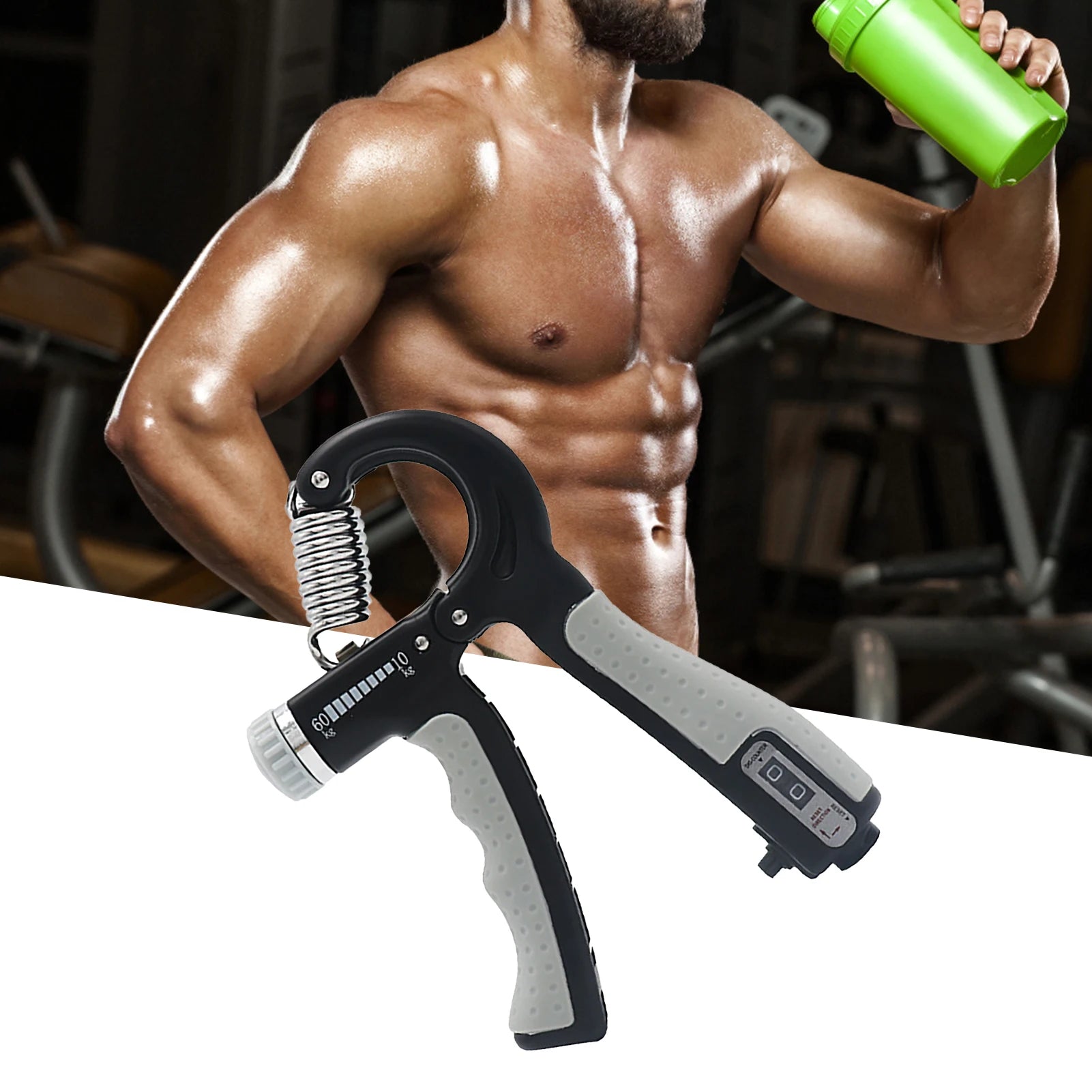 Hand Gripper with Counter R-Shape ABS Adjustable Resistance Forearm Strength Trainer Hand Grips Fitness Equipment
