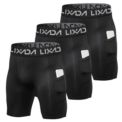 Lixada 3-Pack Men’s Sports Shorts – Active Workout Underwear with Pocket