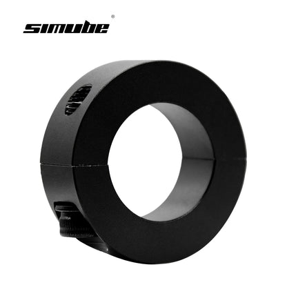 Simube Shaft Clamp For Fanatec Base, featuring aluminum alloy material, CNC machining process, and anodized coloring.