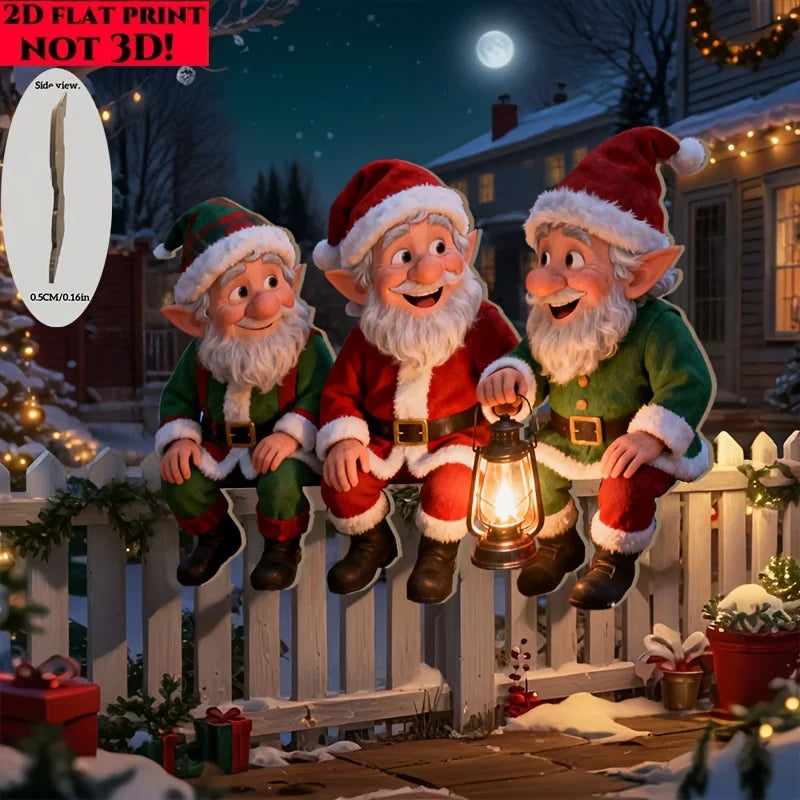 1pcs Christmas Fence Ornaments Dwarf Santa Clause Colors Outdoor Garden Decorations 2026 New Year Charming Christmas Ornaments