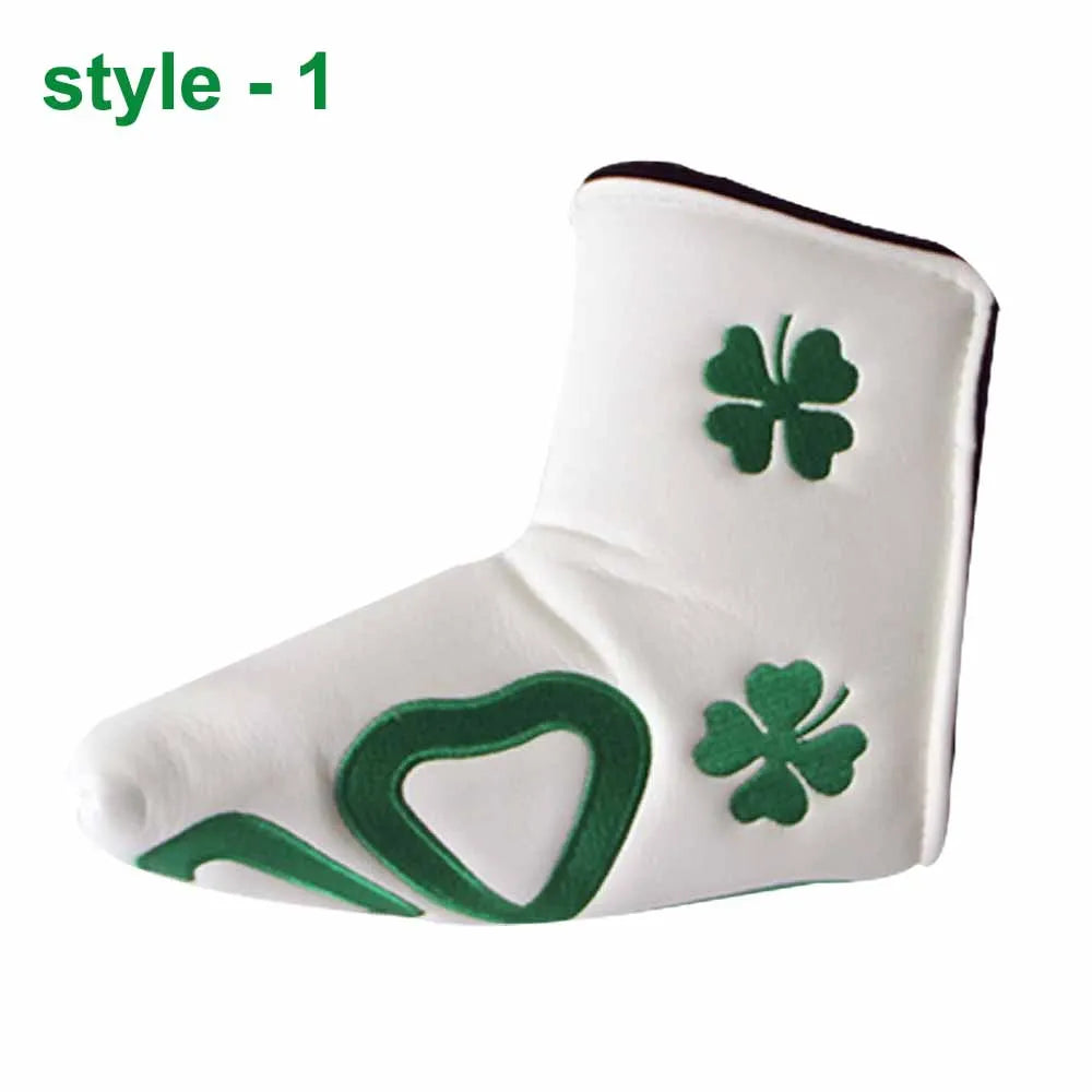 Golf Blade Putter Head cover Head Cover for Golf Clubs,Lucky Clover Putter Head Cover for Golf Clubs Men,White PutterCover Blade